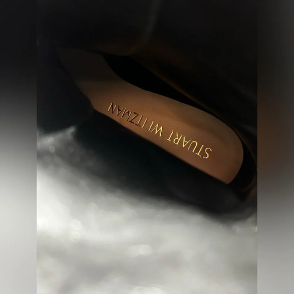 Stuart Weitzman Ultra Lug Black Combat boots Gold Buckles  size 10.5  new - Picture 14 of 14